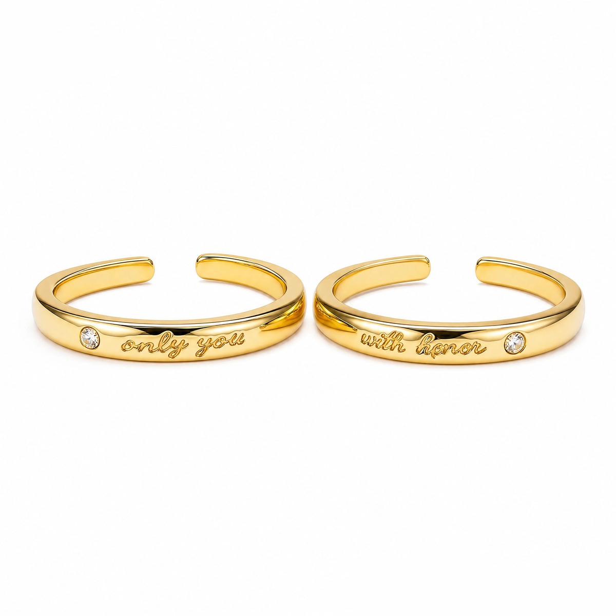 Engraved Gold-Tone Couple Rings