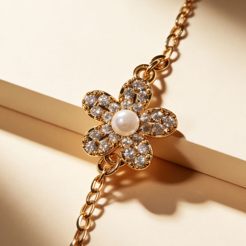Floral Pearl Charm Bracelet