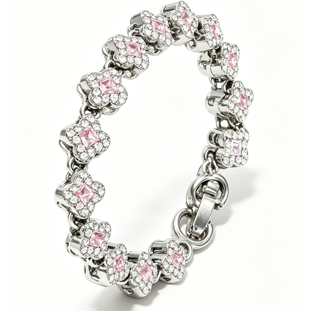 Pink Crystal Floral Bracelet