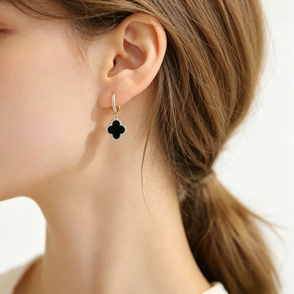Black Clover Drop Earrings