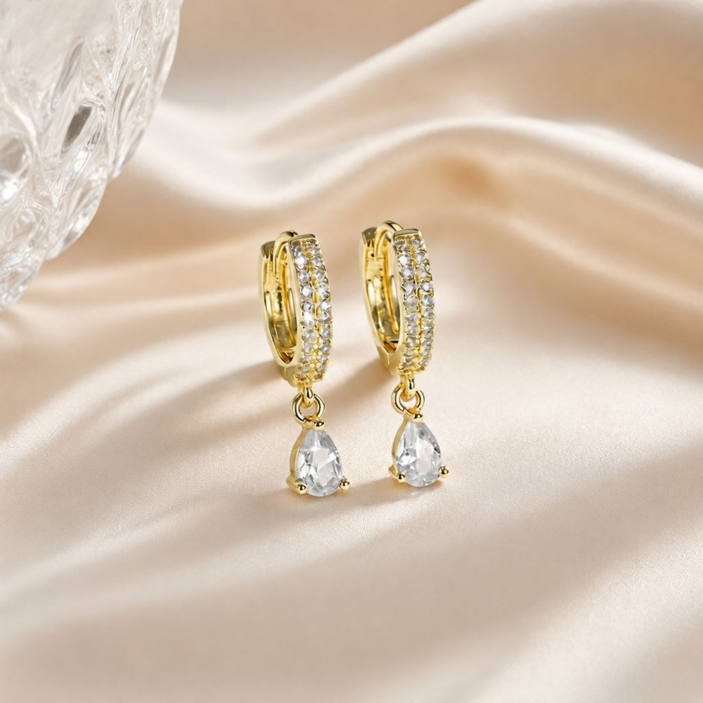 Teardrop Crystal Huggie Earrings