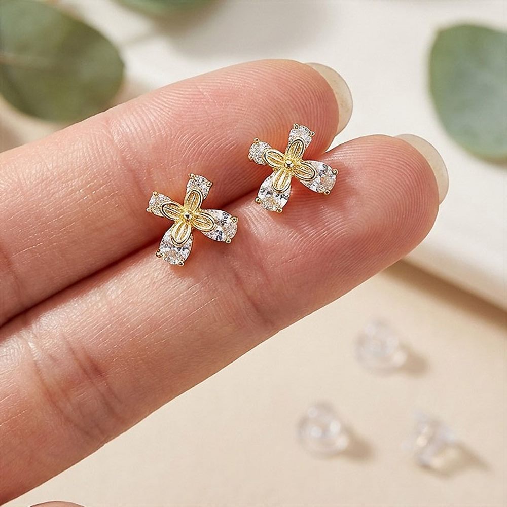 Crystal Flower Stud Earrings