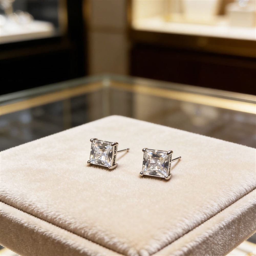 Square Crystal Stud Earrings