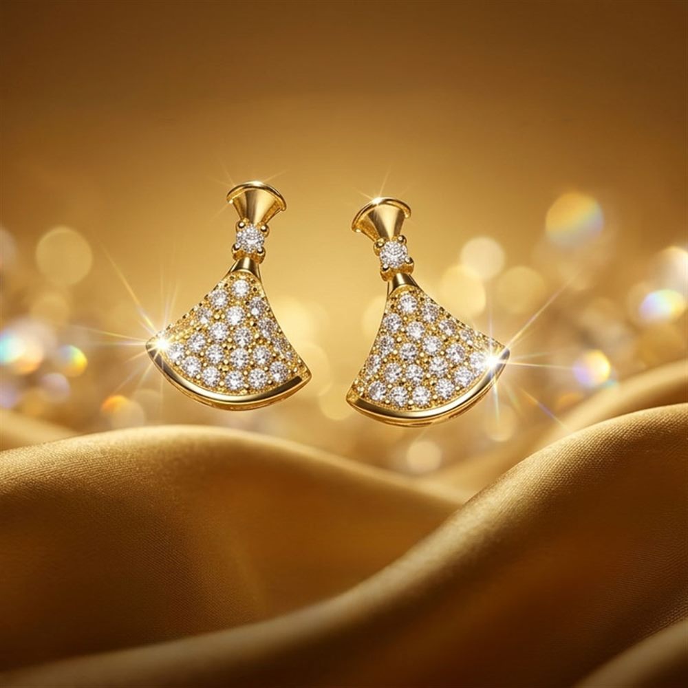 Fan-Shaped Crystal Drop Earrings