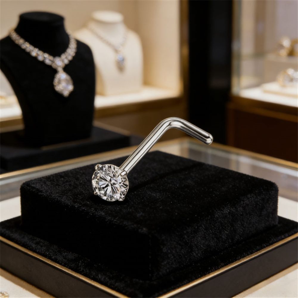 Crystal L-Shaped Nose Stud