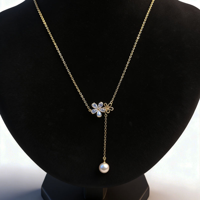 Floral Pearl Drop Necklace