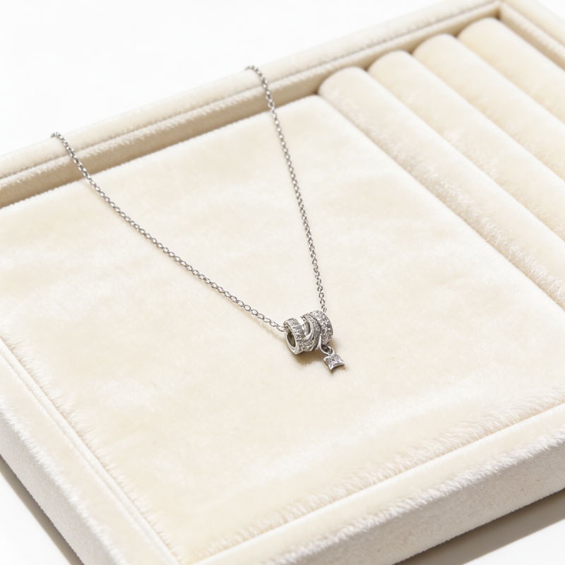 Silver-Tone Square Pendant Necklace