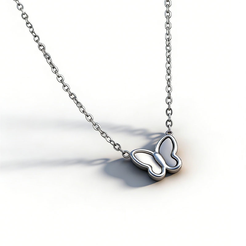 Silver-Tone Butterfly Pendant Necklace
