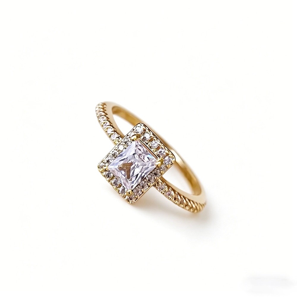 Square Crystal Double Band Ring
