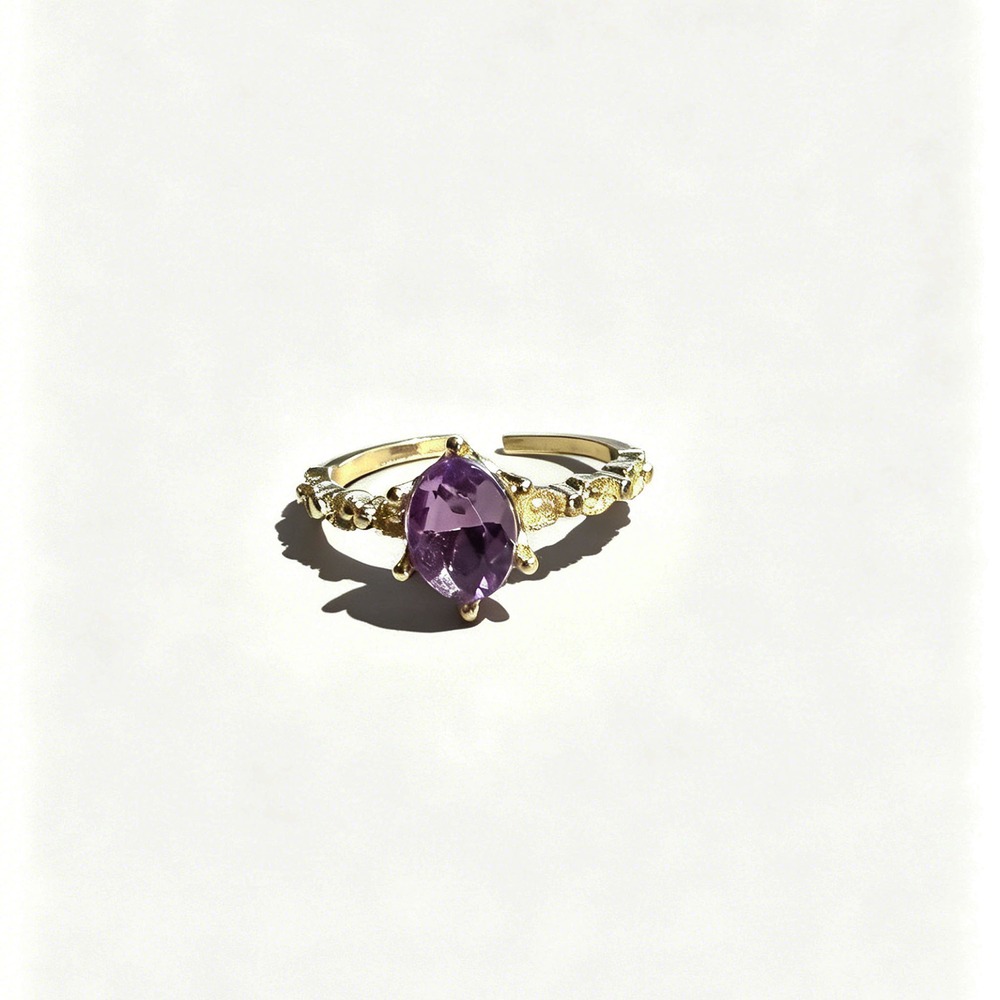 Purple Stone Leaf Ring